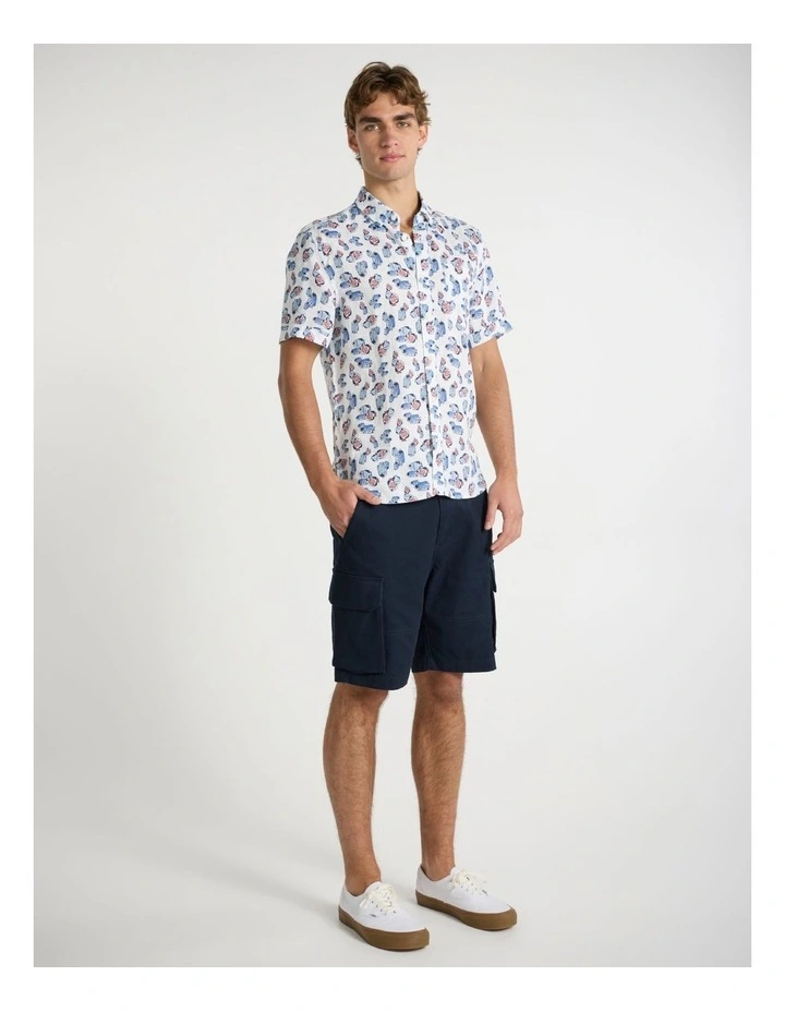 Reel World Linen Shirt in White Multi image 2