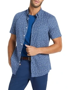 Floral Of The Story Short Sleeve Shirt in Estate Blue Multi