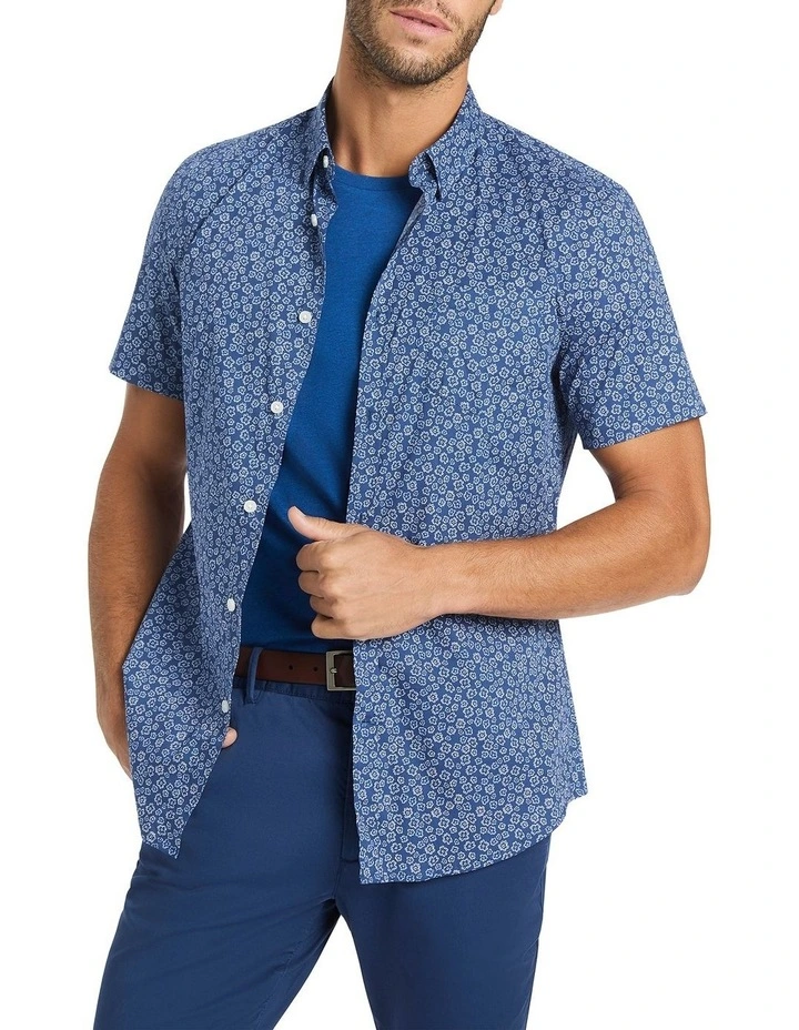 Floral Of The Story Short Sleeve Shirt in Estate Blue Multi image 1