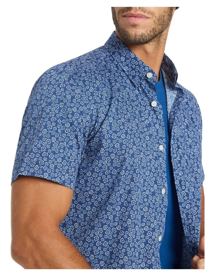 Floral Of The Story Short Sleeve Shirt in Estate Blue Multi image 3