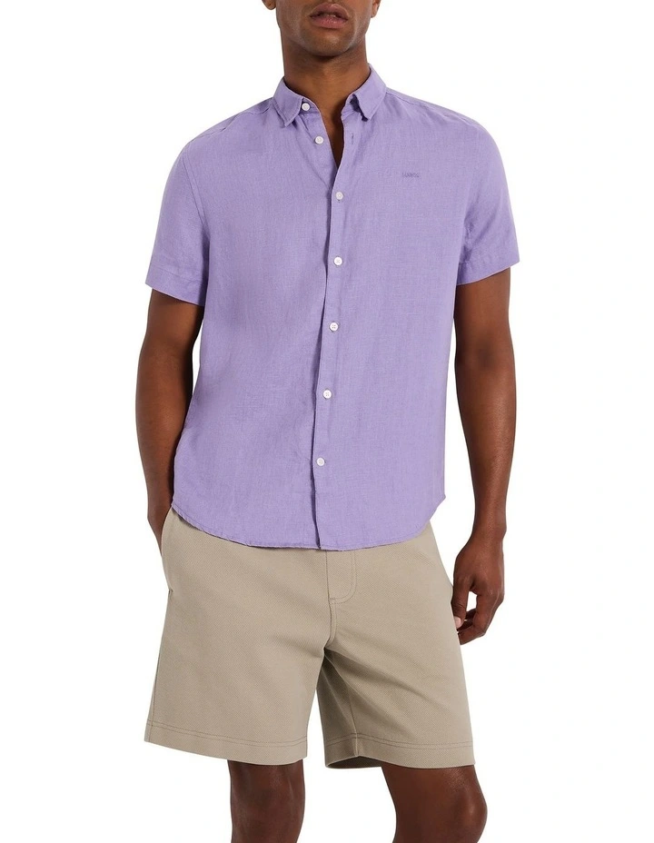 Felix Short Sleeve Linen Shirt in Lilac image 1