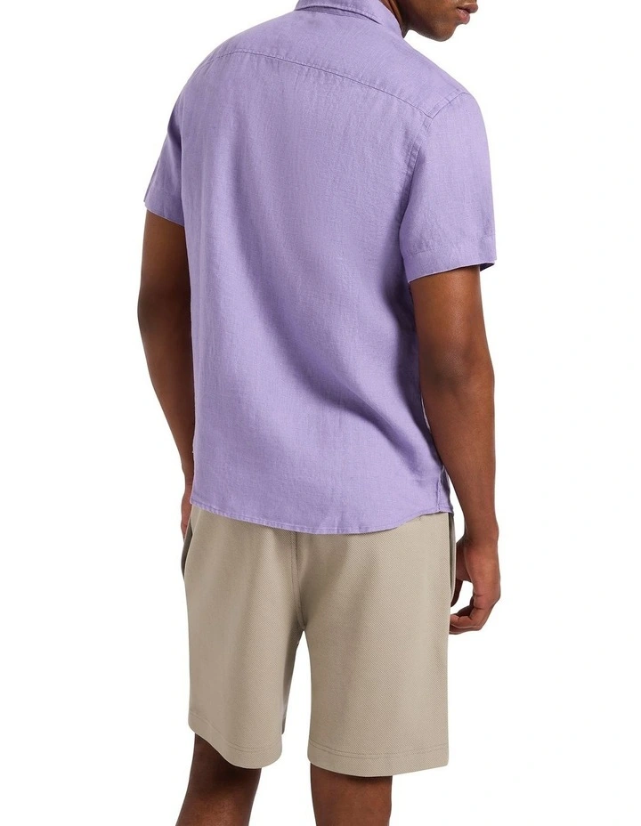 Felix Short Sleeve Linen Shirt in Lilac image 2