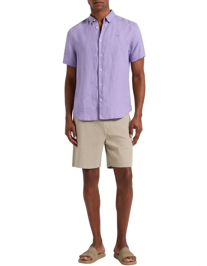 Felix Short Sleeve Linen Shirt in Lilac image 3