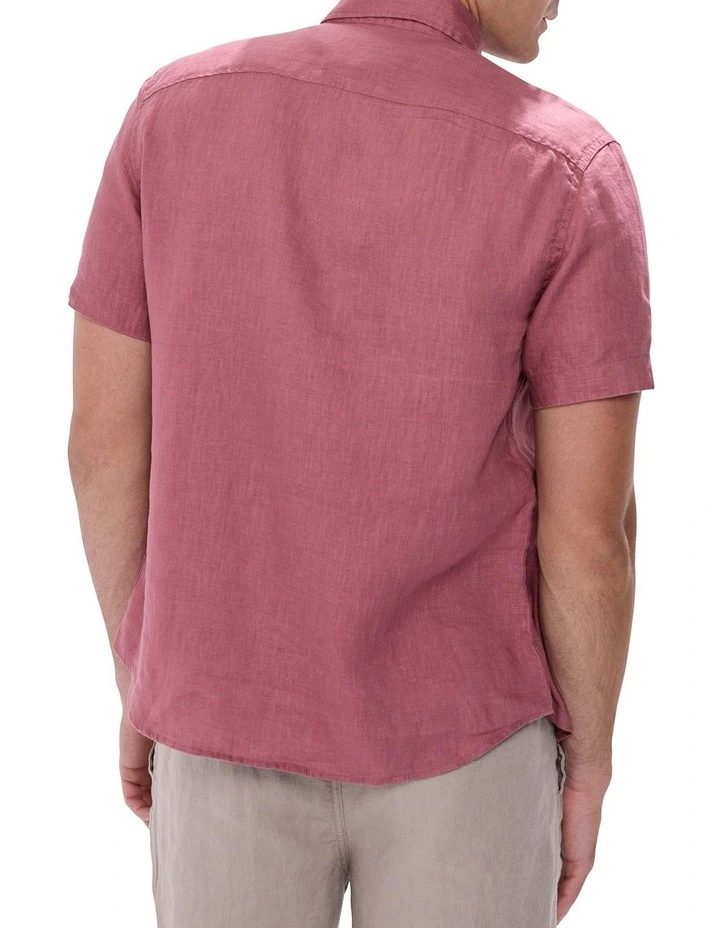 Felix Short Sleeve Linen Shirt in Deco Rose image 5