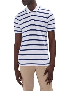 Crawford Stripe Polo in White Stripe