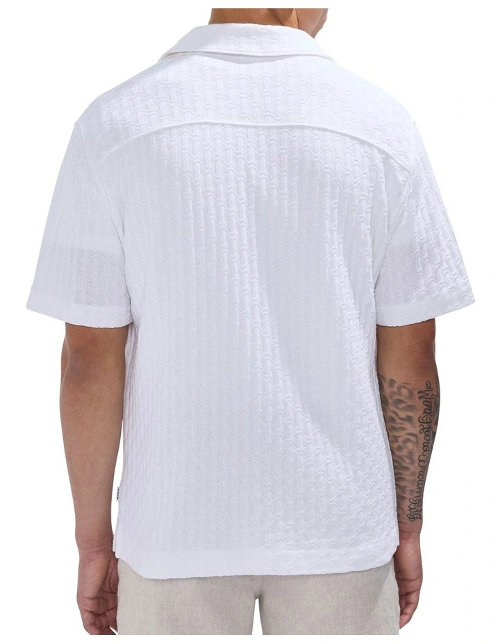 Tim Textured Geo Shirt in White image 4