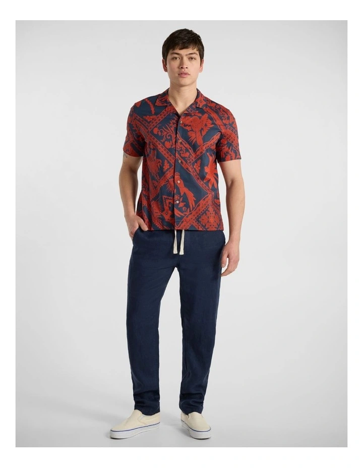 Albert Park Cotton Linen Shirt in Red Multi image 2