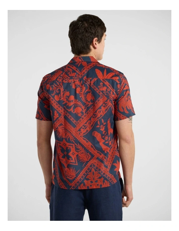 Albert Park Cotton Linen Shirt in Red Multi image 3