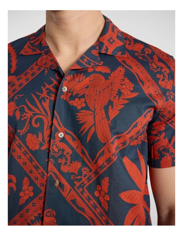 Albert Park Cotton Linen Shirt in Red Multi image 4
