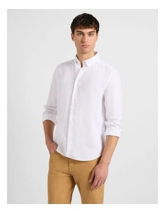 Felix Long Sleeve Linen Shirt in White