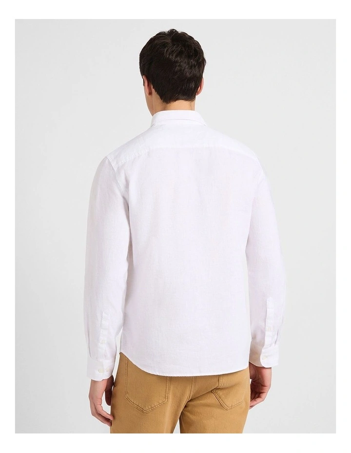 Felix Long Sleeve Linen Shirt in White image 3