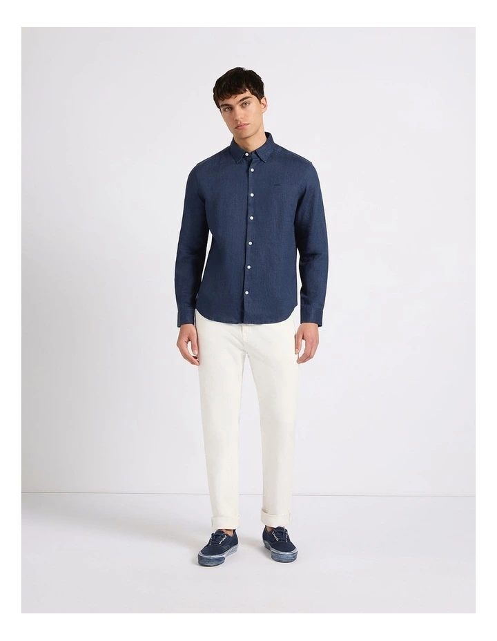 Felix Long Sleeve Linen Shirt in Ink image 1