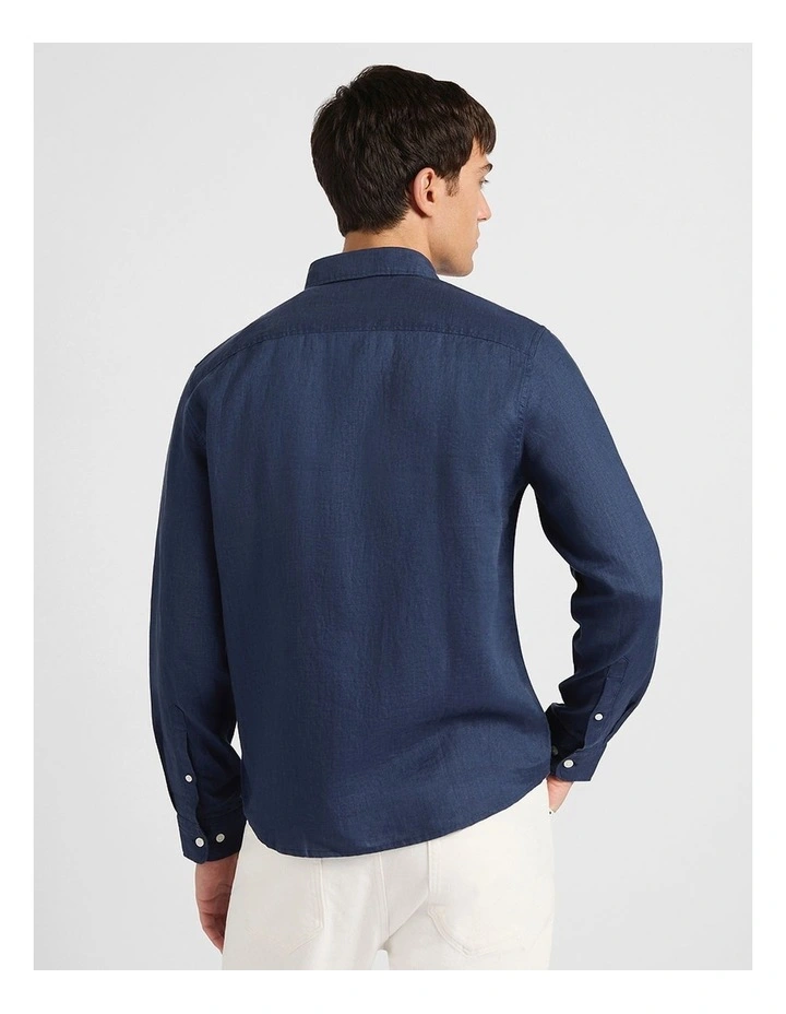 Felix Long Sleeve Linen Shirt in Ink image 3