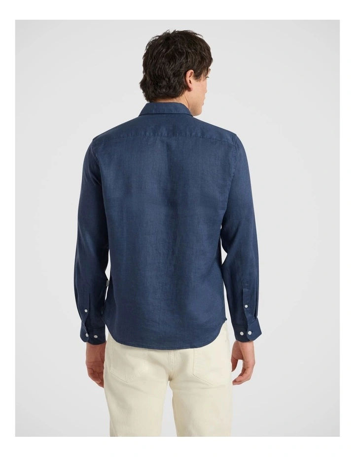 Felix Long Sleeve Linen Shirt in Ink image 5