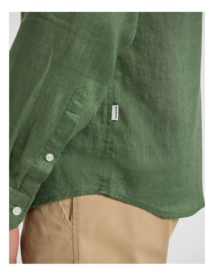 Felix Long Sleeve Linen Shirt in Seaweed image 3