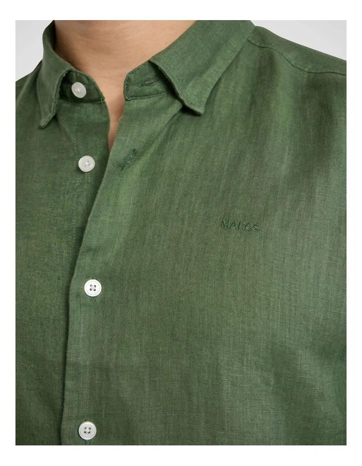 Felix Long Sleeve Linen Shirt in Seaweed image 4