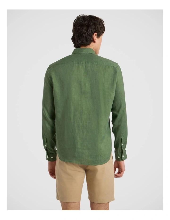 Felix Long Sleeve Linen Shirt in Seaweed image 5