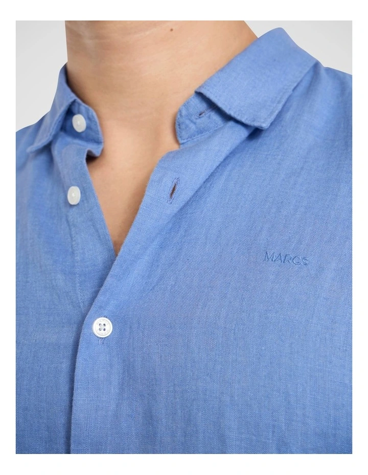 Felix Long Sleeve Linen Shirt in Light Cobalt image 3
