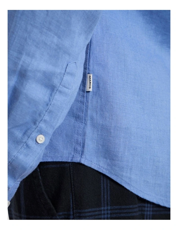 Felix Long Sleeve Linen Shirt in Light Cobalt image 4