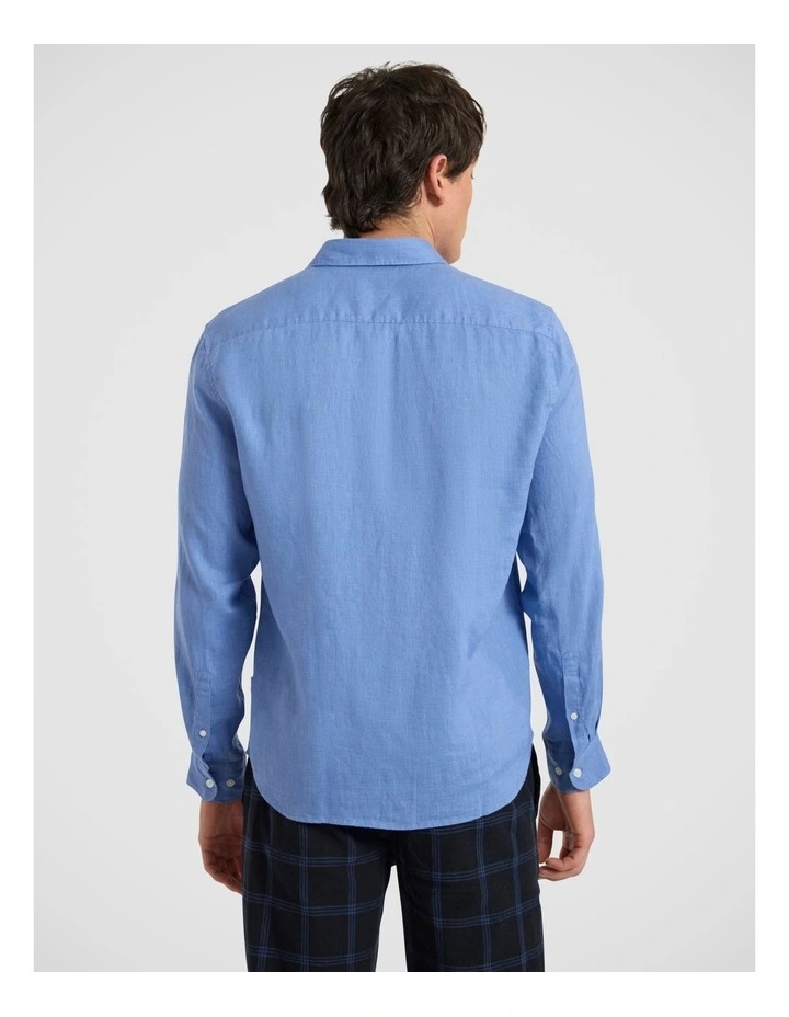 Felix Long Sleeve Linen Shirt in Light Cobalt image 5