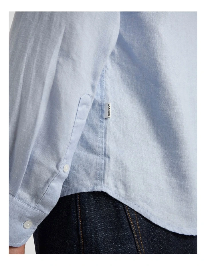 Felix Long Sleeve Linen Shirt in Sky Blue image 3