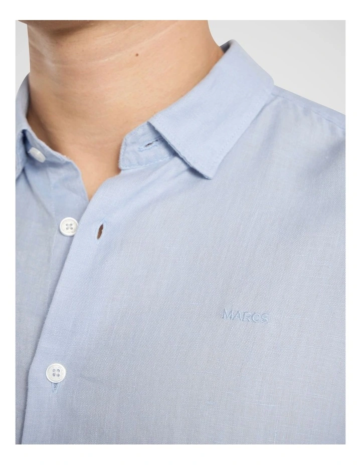 Felix Long Sleeve Linen Shirt in Sky Blue image 4