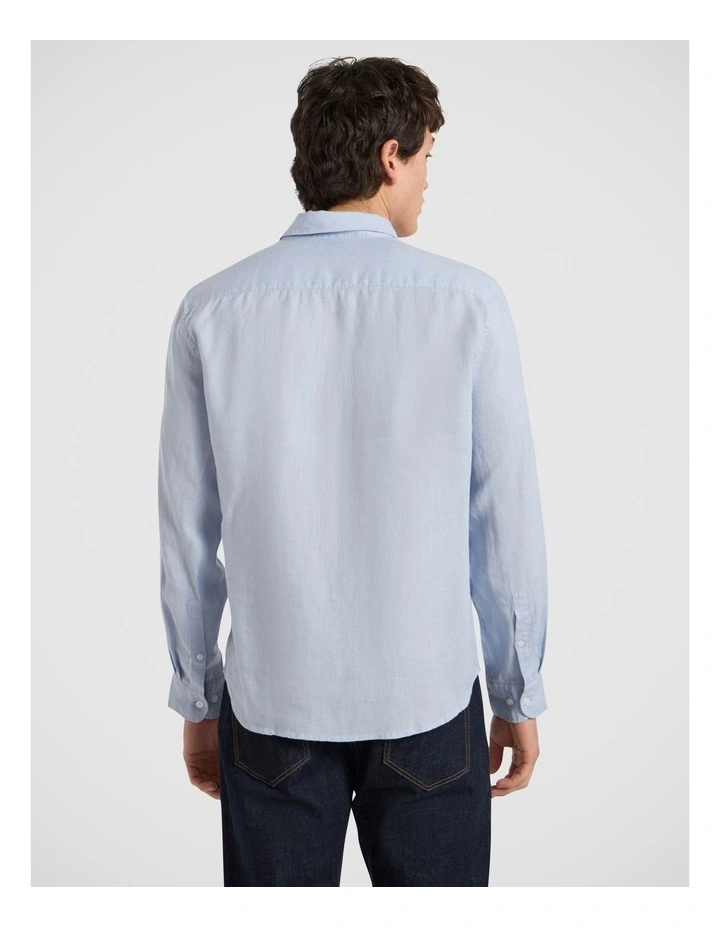 Felix Long Sleeve Linen Shirt in Sky Blue image 5