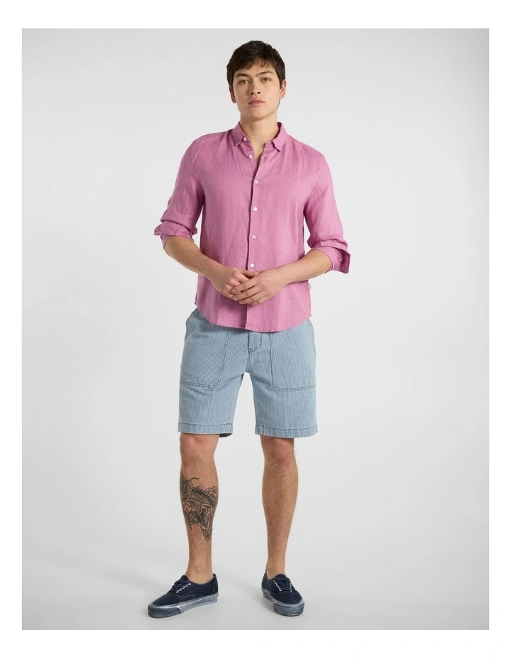 Felix Long Sleeve Linen Shirt in Rich Pink image 2