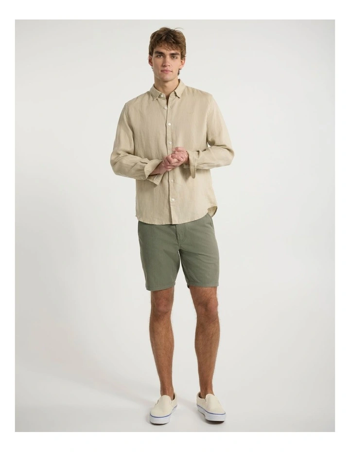 Felix Long Sleeve Linen Shirt in Latte image 2