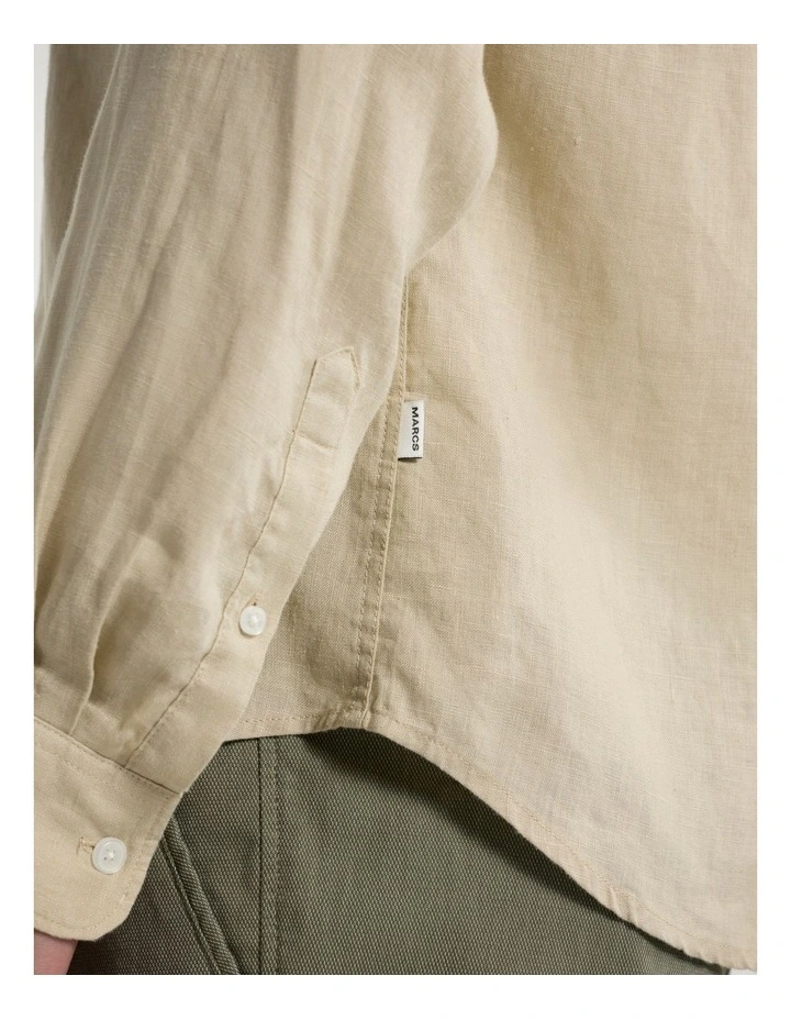 Felix Long Sleeve Linen Shirt in Latte image 5