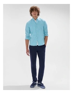 Sebastian Check Shirt in Aquamarine Blue