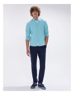 Sebastian Check Shirt in Aquamarine Blue