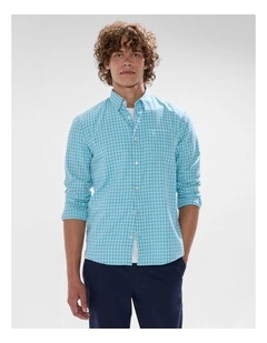 Sebastian Check Shirt in Aquamarine Blue