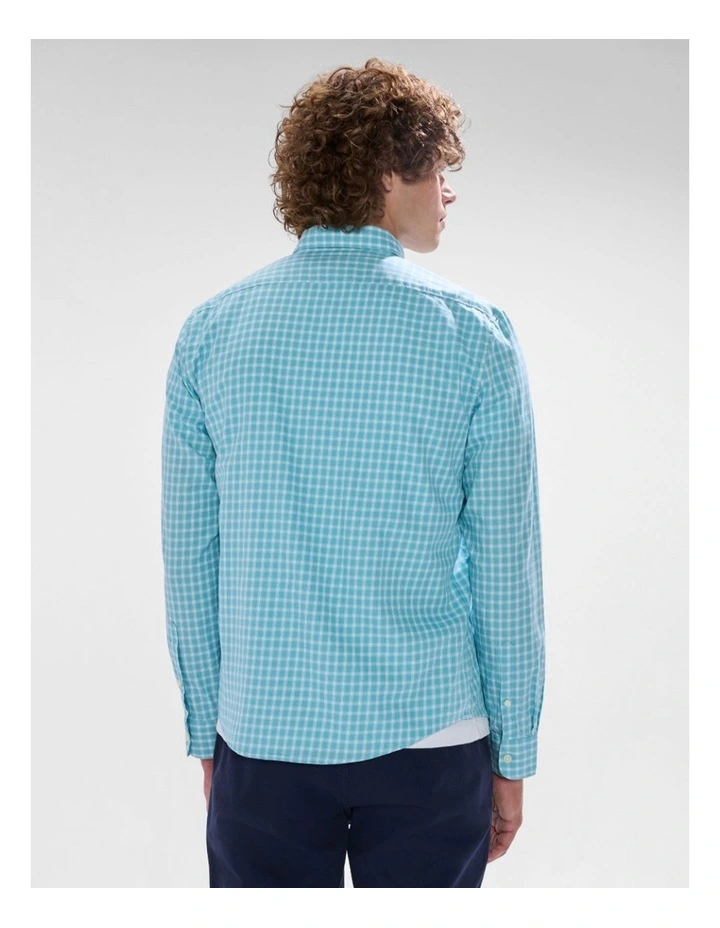 Sebastian Check Shirt in Aquamarine Blue image 3