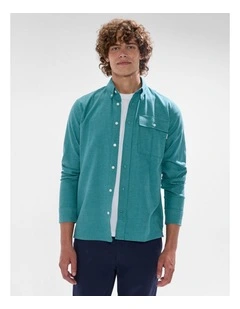Kyle Brushed Cotton Shirt in Bayou Blue