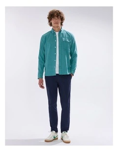 Kyle Brushed Cotton Shirt in Bayou Blue