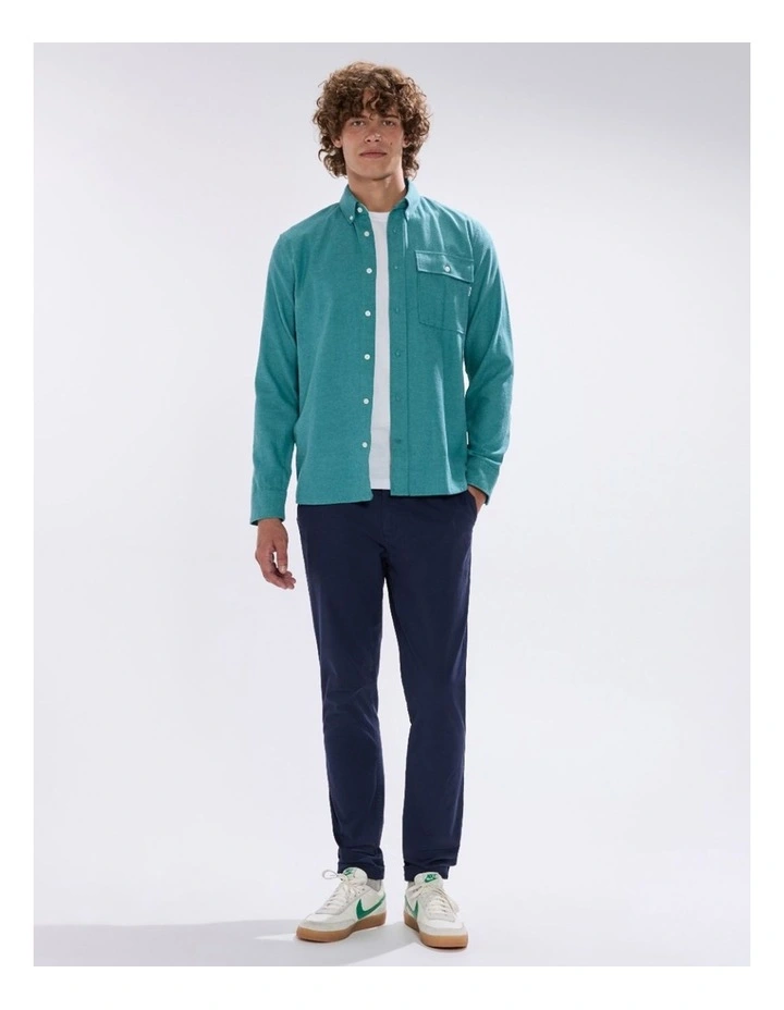 Kyle Brushed Cotton Shirt in Bayou Blue image 1