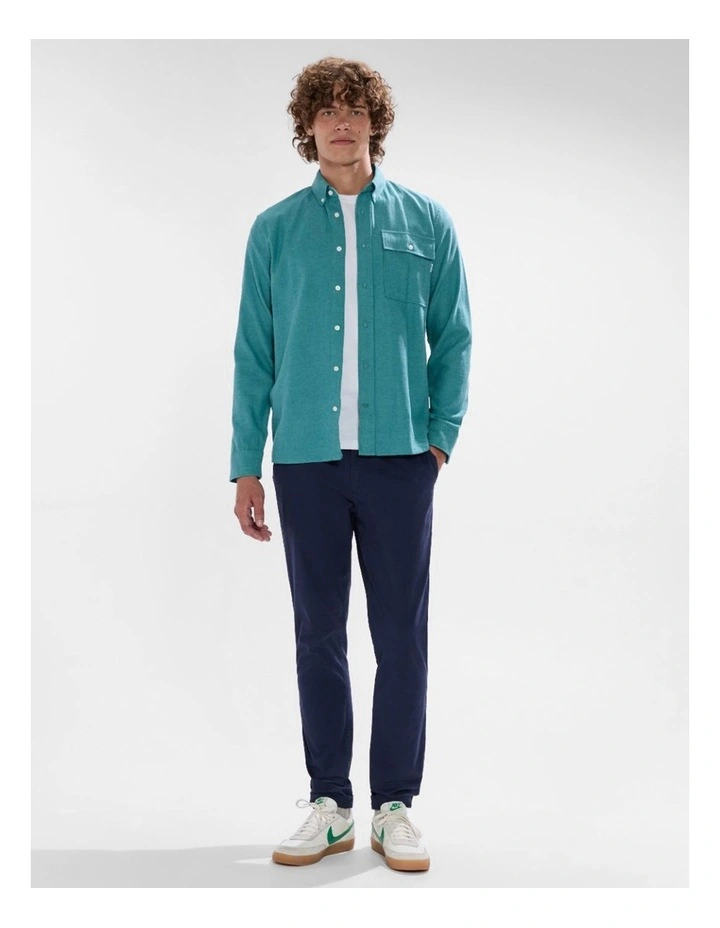 Kyle Brushed Cotton Shirt in Bayou Blue image 2