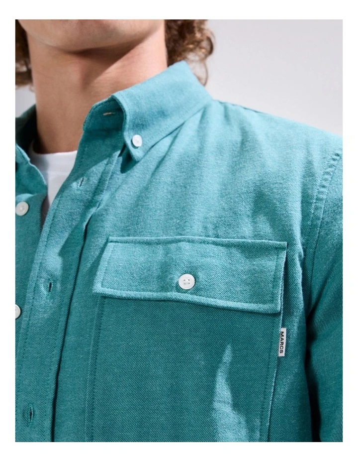 Kyle Brushed Cotton Shirt in Bayou Blue image 3