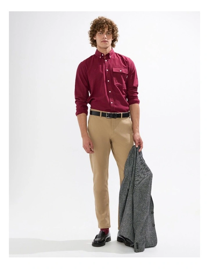 Kyle Brushed Cotton Shirt in Dark Plum image 1