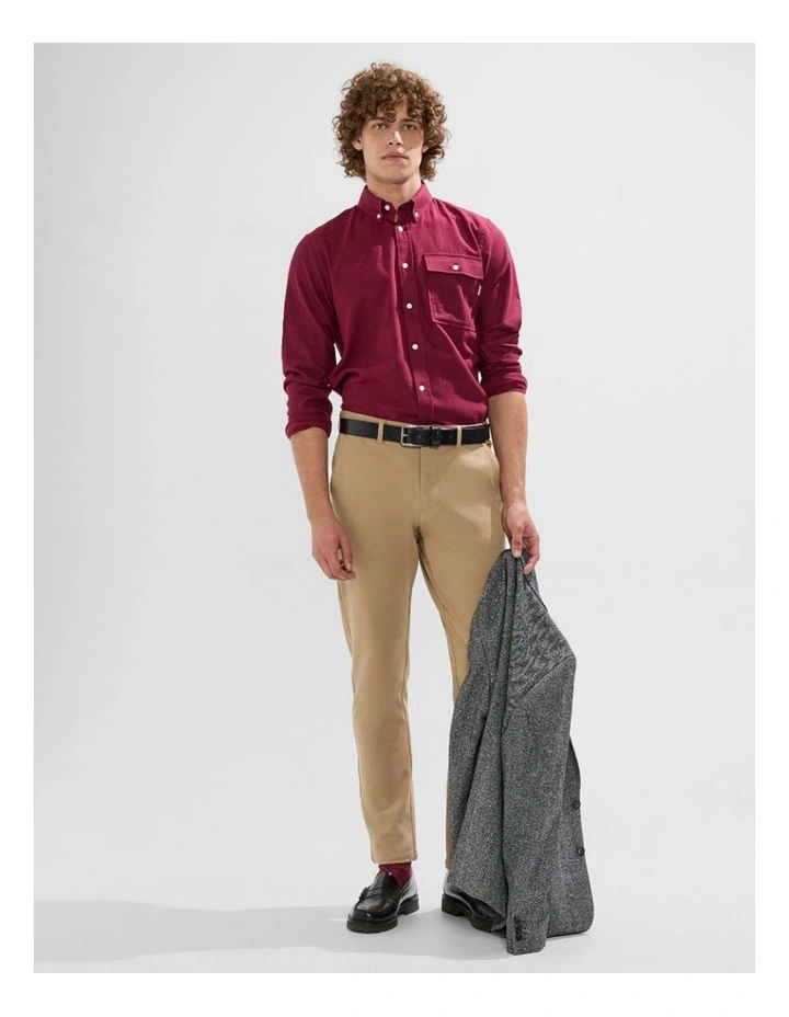 Kyle Brushed Cotton Shirt in Dark Plum image 2