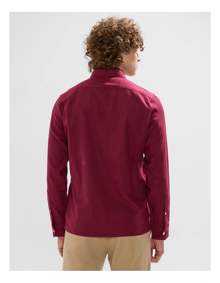 Kyle Brushed Cotton Shirt in Dark Plum image 3