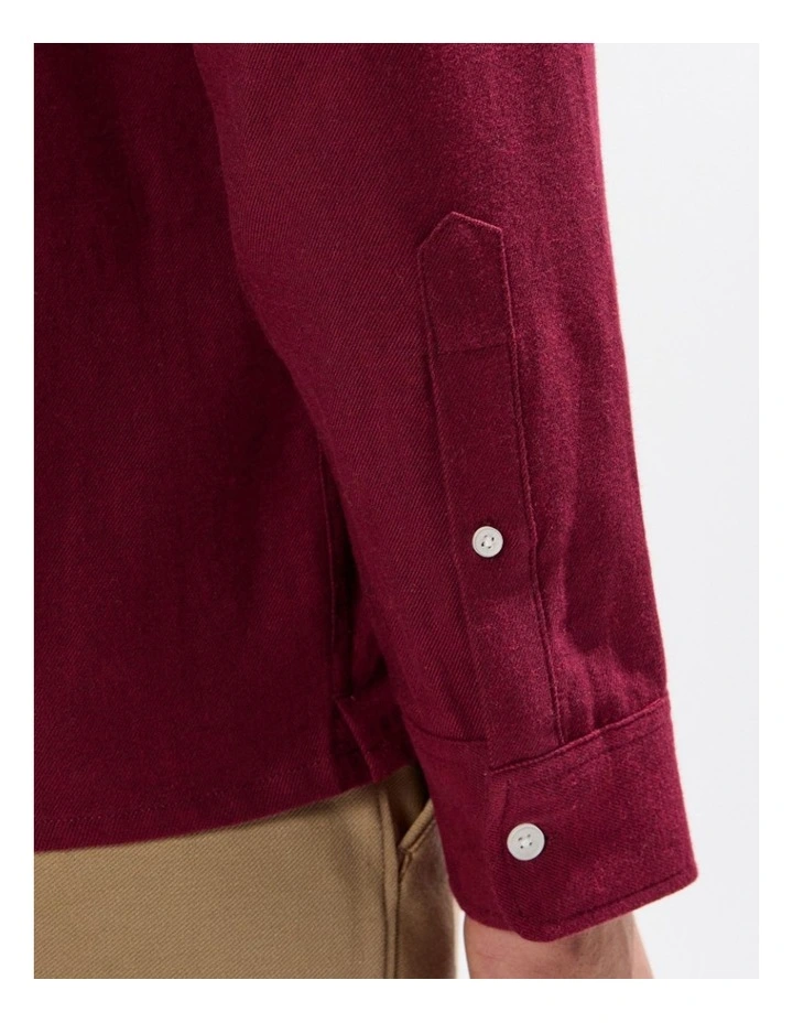 Kyle Brushed Cotton Shirt in Dark Plum image 3