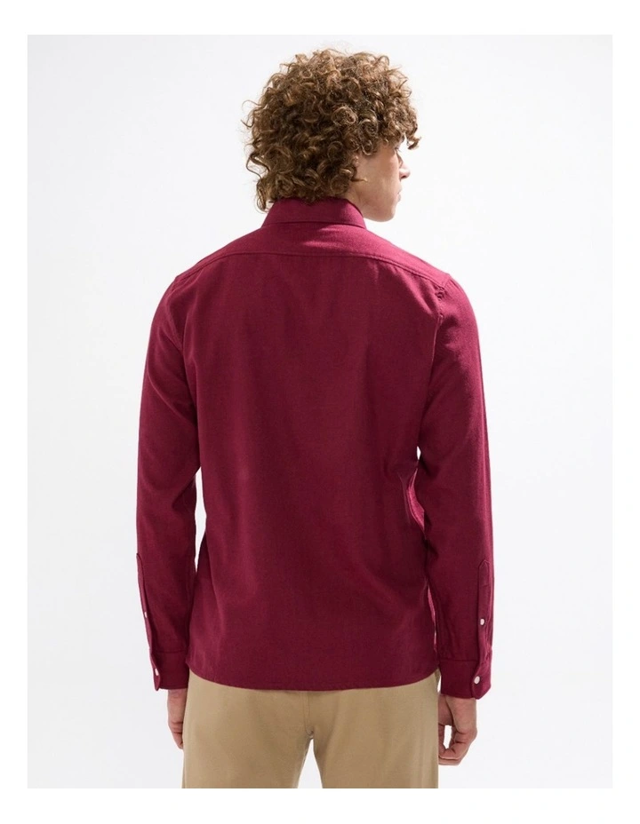 Kyle Brushed Cotton Shirt in Dark Plum image 5