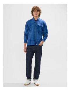 Len Check Shirt in Navy
