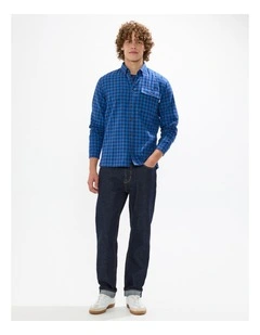Len Check Shirt in Navy