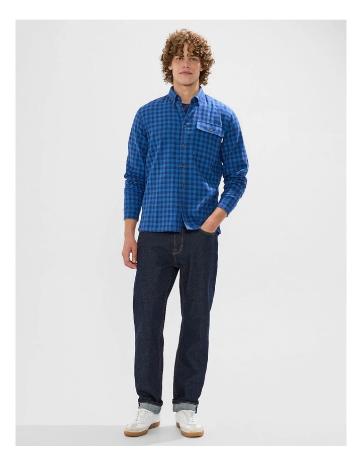 Len Check Shirt in Navy image 2