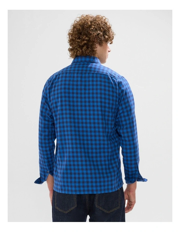 Len Check Shirt in Navy image 3