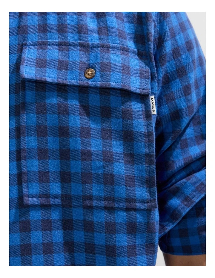Len Check Shirt in Navy image 4