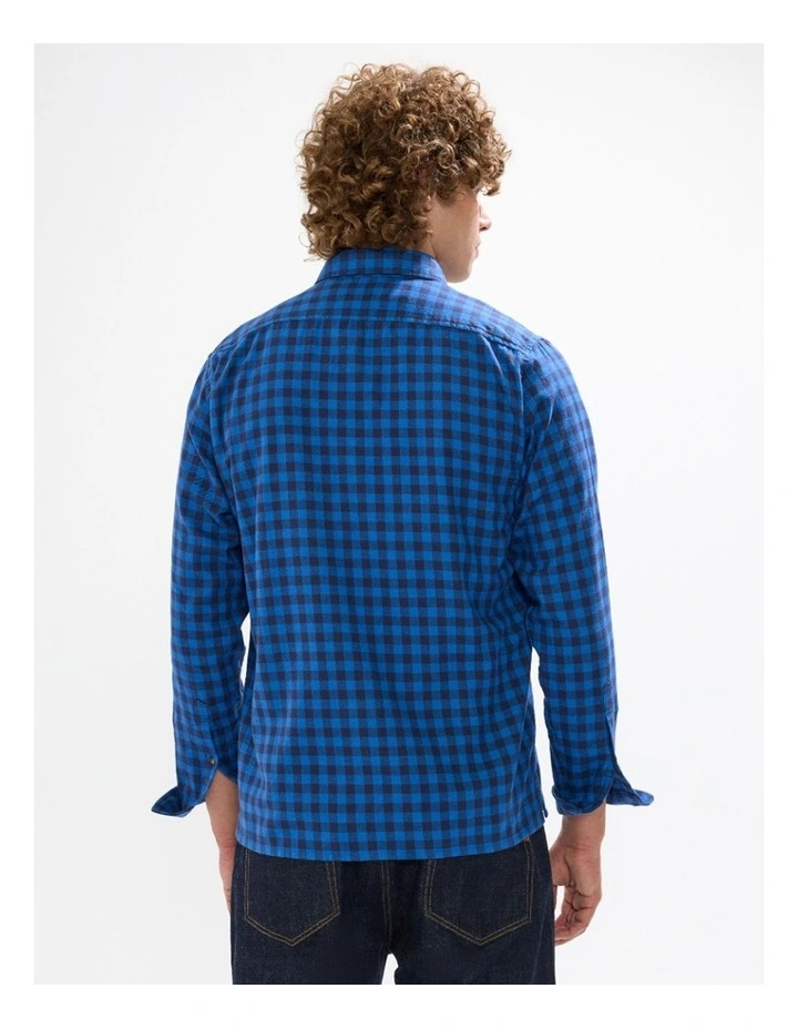 Len Check Shirt in Navy image 4